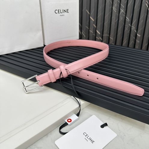 セリーヌ リボンベルト偽物 牛革 パンチング レディース 仕事用 レザー レディース ビジネス シルバーバックル ピンク