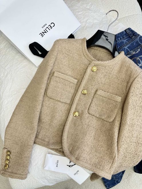 セリーヌ ウェア激安通販 トップス 厚い アウター  レディース ジャケット 柔らかい シンプル 日常 ブラウン