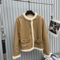 数量限定爆買い レザージャケット セリーヌコピー 暖かい トップス 厚い アウター レザー 防風 リサイクル ブラウン