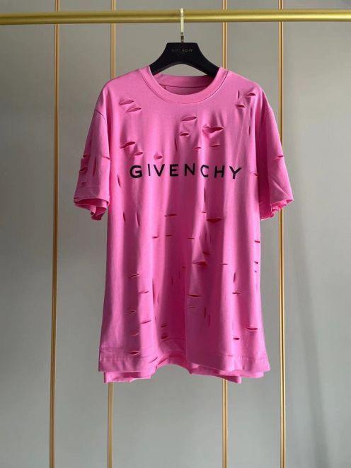 ジバンシィ トートｎ級品 純綿 Tシャツ 半袖 トップス シンプル ダメージ加工のデザイン 5色可選 ローズレッド