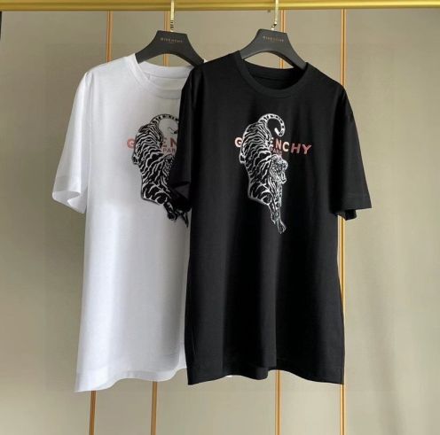 ジバンシィ ティーシャツコピー トップス 純綿 半袖 タイガープリント 柔らかい ファッション Tシャツ 2色可選