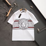 触り心地のいい ヴェルサーチ 半袖シャツ偽物 純綿 トップス ゆったり Tシャツ シンプル プリント 人気 2色可選 ホワイト