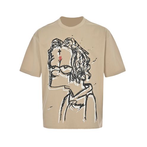 ASKYURSELF 春夏人気定番安い tシャツ インスーパーコピー 半袖 トップス 純綿 プリント 柔らかい シンプル ブラウン