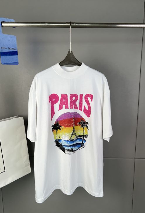 新作入荷 格安 メンズ バレンシアガ  tシャツスーパーコピー ビーチ風 手書き文字 プリント