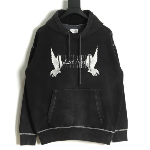 アスクユアセルフパーカーｎ級品 トップス 純綿 平和の鳩プリント 長袖 ファッション フード付き シンプル ブラック