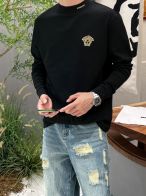 VERSACE激安大特価最新作の ヴェルサーチtシャツ激安通販 長袖 トップス 純綿 シンプル 人気 ブラック