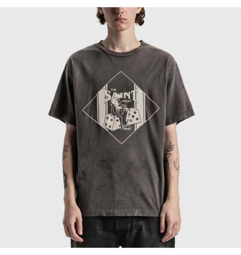SAINTMICHAEL お得100%新品 セントマイケルエヴァコピー 純綿 短袖tシャツ プリント 柔らかい トップス  ファッション ブラック