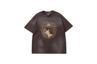 SAINTMICHAEL セントマイケル ロンt偽物 柔らかい トップス 純綿 半袖 天使プリント シンプル ブラウン