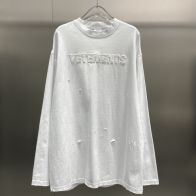 春夏新作 ヴェトモン tシャツ タグ激安通販 純綿 トップス 長袖 ゆったり ファッション プリント 男女兼用 人気 ホワイト