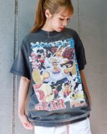 セントマイケル ルックｎ級品 夏服 ワンピース漫画プリント シンプル  純綿 トップス 半袖 カラフル 男女兼用 ブラック