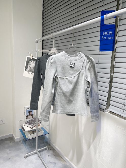 春夏人気定番安い アレキサンダーワン tシャツ メンズコピー 純綿トップス 人気 長袖 ゆったり ファッション シンプル グレイ