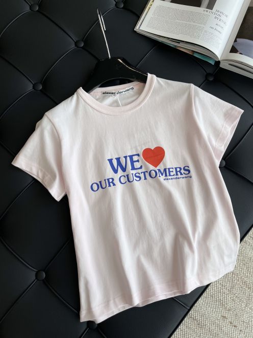 春夏数量限定 アレキサンダーワン tシャツ ピンクｎ級品 トップス 純綿 日常 ファッション シンプル プリント ホワイト