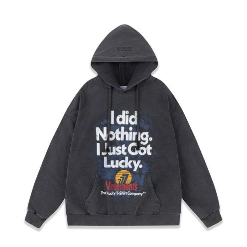 ヴェトモン パーカー コーデｎ級品 純綿 秋冬服トップス 長袖 フード付き プリント 厚い 人気商品 シンプル ブラック