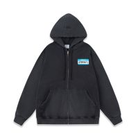 ヴェトモンパーカー メンズスーパーコピー 純綿 トップス 長袖 フード付き 青いロゴプリント 厚い 秋冬服 シンプル ブラック