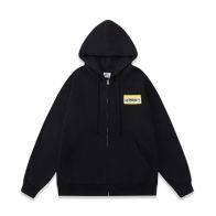 ヴェトモンパーカー偽物 純綿 トップス 長袖 プリント フード付き イエローロゴ 厚い 秋冬服 シンプル ブラック
