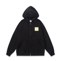 ヴェトモンパーカー レディースコピー 純綿 秋冬服トップス 長袖 フード付き 青いロゴプリント 厚い 人気 ブラック