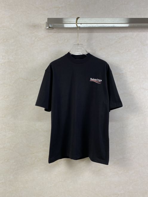 夏 新作登場 バレンシアガtシャツサイズ感激安通販 トップス 純綿 ファッション 男女兼用 柔らかい 2色可選 ブラック