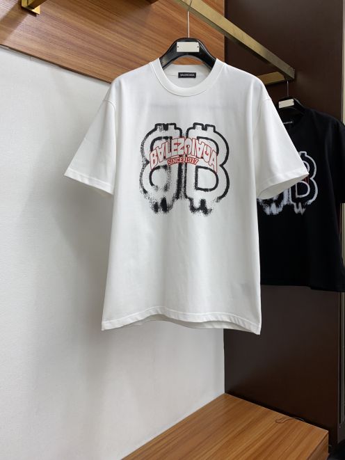 春夏限定 バレンシアガ tシャツ オーバーサイズコピー トップス プリント ゆったり カップル 男女兼用 4色可選 ホワイト