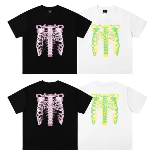綺麗！ストゥーシー tシャツ 公式激安通販 トップス 純綿 ファッション 半袖 肋骨プリント 特別 2色可選