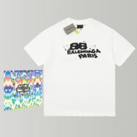 バレンシアガtシャツ激安通販 春夏人気定番安い Tシャツ 純綿 ロゴプリント 男女兼用 ファッション 4色可選 ホワイト
