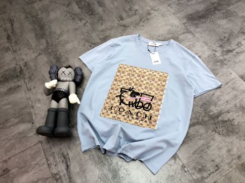 コーチ 2024新作 スーパーコピー 半袖 Tシャツ コットン ブルー 柔らかい 花柄