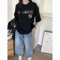 WE11DONE ウェルダン ネックレス偽物 純綿Tシャツ トップス 半袖 カラフルロゴ 新商品 シンプル 2色可選