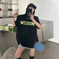 WE11DONE ウェルダン英語スーパーコピー ロゴプリント 純綿Tシャツ トップス 日常服 ファッション ブラック