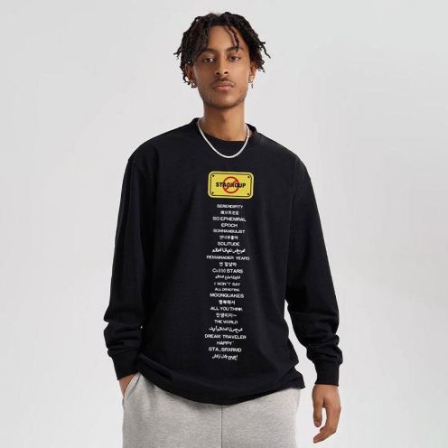 WE11DONE 新商品! ロックウェル tシャツ激安通販 長袖tシャツ 純綿 大人気 トップス 禁止ロゴ プリント 2色可選