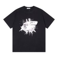 爆買い大得価 ジバンシィ ロゴ偽物 トップス tシャツ 純綿 サメプリント 短袖 シンプル 柔らかい ブラック