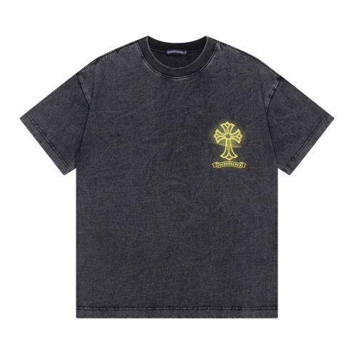 爆買い品質保証 メンズ クロムハーツtシャツ 公式ｎ級品 トップス 純綿 ロゴプリント 柔らかい 夏人気服 ブラック