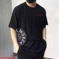 春夏新作 クロムハーツパーカーサイズ感コピー トップス 純綿 半袖 ゆったり 柔らかい プリント  メンズ ブラック
