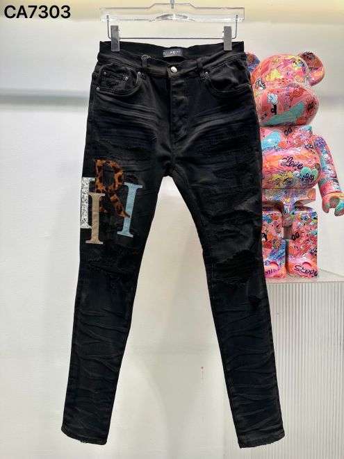 AMIRI アミアミズボンＮ級品 デニム 柔らかい ジンーズ パンツ 人気定番 ロゴ付き 通学 ビジネス 美脚 ブラック