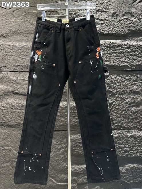 GALLERY DEPT ズボンアメリカサイズ激安通販 デニム ジンーズ 筒形パンツ プリント 柔らかい シンプル ブラック