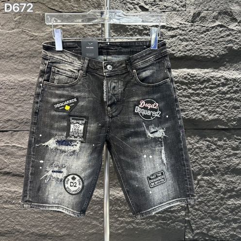 DSQUARED2 ズボンのテカリＮ級品 ショットパンツ デニム素材 夏新作 カジュアルパンツ 人気品 柔らかいブラック