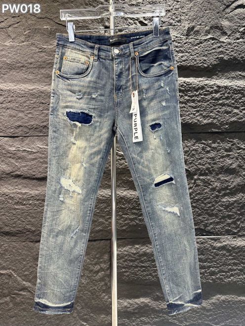 purple brand 限定販売 最高品質 ズボンワタリとは偽物 デニム 柔らかい ジンーズ パンツ ダメージを施し ブルー