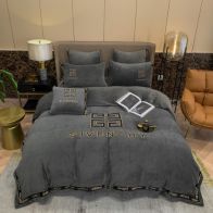 GIVENCHY布団カバーシビラＮ級品 部屋干しでも乾きやすい 掛け布団カバー 速乾 ベタつき・ムレ防止で夏も快眠 4点セット グレイ