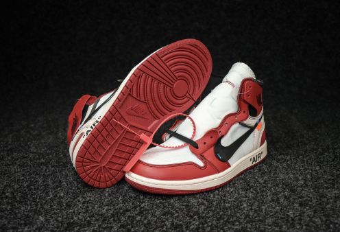 OFFWHITEオフホワイトサンダル偽物 目立つ!スニーカー 運動 ランニング Air Jordan 1 x Off Whiteコラボ  レッド