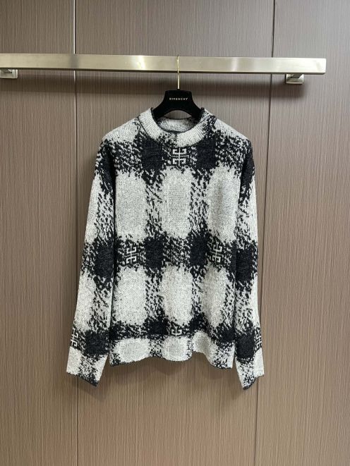 華やかに演出する ジバンシー セーター レディーススーパーコピー ニット トップス 暖かい 柔らかい 格子模様 ブラック