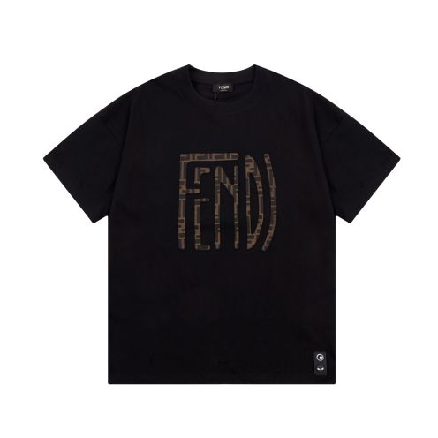 フェンディ 激安通販 コピー 半袖 Tシャツ コットン ブラック 柔らかい 花柄