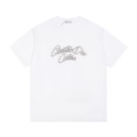 抜群な存在感 レディース ディオールtシャツ偽物 純綿 シンプル 半袖 トップス プリント ダイヤモンド飾り ホワイト