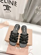 miumiu シューズコピー レザー 夏シューズ レディース スリッパ おしゃれ スクエア トゥーブラウン ブラック