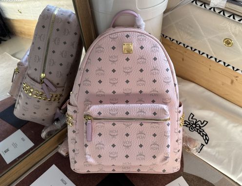MCMバッグセレクト激安通販 バックバッグ 牛革 カジュアル 旅行 レザー 大人気 ピンク