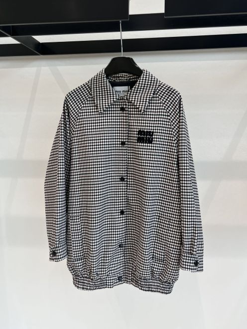 ミュウミュウ 上着コピー シャツ トップス 格子模様 純綿 柔らかい シンプル ビジネス 快適 ブラック