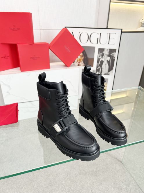 valentino お得100%新品 フラットシューズＮ級品 牛革 靴 ドクターマーチン 厚底 ブーツ レザー シンプル ブラック