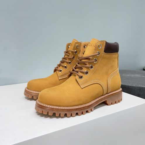 セリーヌメンズ靴スーパーコピー ブーツ ショットブーツ レザー ワークブーツ 秋冬シューズ 人気定番 シンプル イエロー