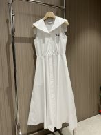 みゅう服どこスーパーコピー ワンピース 柔らかい 無袖 スカート レディース 可愛い風 刺繍 袖フレアワンピース 2色可選 ホワイト
