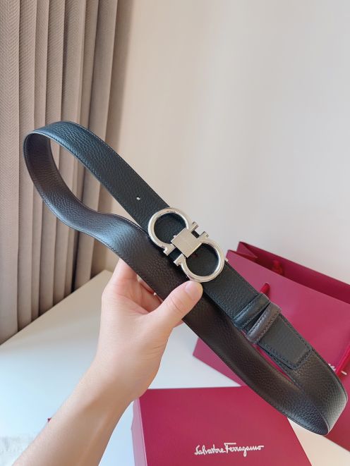 爆買い大得価 ferragamo ベルト レディース激安通販 幅35㎜ 牛革 ビジネス プレゼント 両面用 シンプル メンズ ブラック