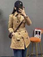 バーバリー キルティング コート偽物 アウター 中綿ジャケット コート 保温 格子 レディース 高品質 2色可選