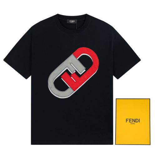 低価直輸入専門店 fendit シャツＮ級品 プリント純綿 トップス Tシャツ  男女兼用 短袖 シンプル 柔らかい ブラック