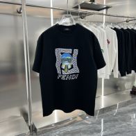 激安大特価最新作の フェンディ シャツ メンズスーパーコピー 短袖 プリント 春服 純綿 トップス Tシャツ 刺繍 男女兼用 ブラック